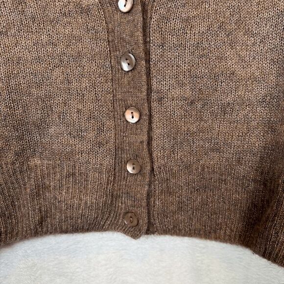 Autumn Cashmere Silk Marled Mulch Balloon Sleeve V-Neck Cardigan Size Small - Picture 4 of 11